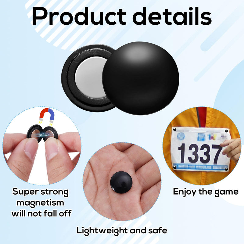 5 Pairs Magnetic Race Bib Holders, Premium Running Bib Magnets Marathon Race Number Bib Magnets Race Holder Racing Bib Fixing Clips Running Bib Clips for Runners Black
