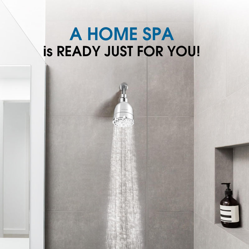 High Pressure Boosting Shower Head, ALOHOME 6 Powerful Spray Settings - Perfect for Low Water Pressure Homes, 3.6" Luxury Modern Chrome Finished Shower Head with 360° Adjustable Brass Ball Joint
