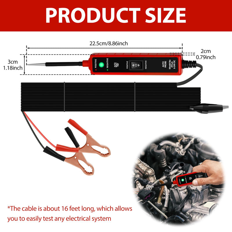 Power Circuit Probe Tester 6V-24V DC, Automotive Circuit Tester with 13.5ft Lead, Short Circuit Finder, Relay & Component Activation, Polarity & Continuity Test for Car, Truck, Trailer Diagnostic Tool 1