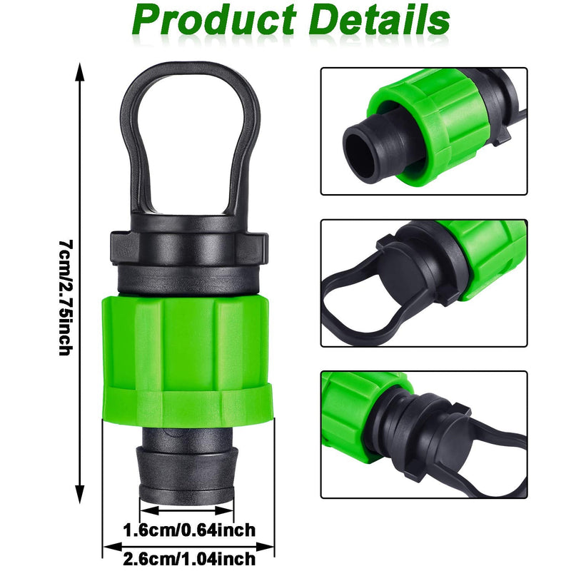 12 Pcs Drip Irrigation Tubing End Cap 1/2 Inch Universal Tubing End Cap Plug Drip Irrigation Coupling Drip Irrigation End Cap Fitting All Brands 16-17mm Drip Tape Tubing Sprinkler System Green