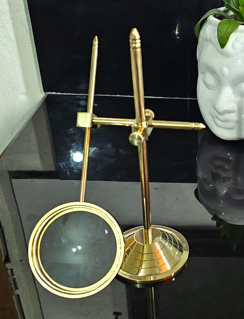 Brass Table Magnifier Magnifying Reading Glass with Stand