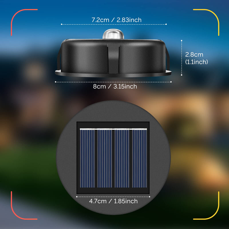 ELUTENG Solar Light Replacement Top 4 Pack (Top Size 3.15 inch, Bottom Size 2.76 inch) LED Solar Lantern Light Lids Outdoor Waterproof Replacement Solar Light Tops Warm White LED 3.15inch - NewNest Australia