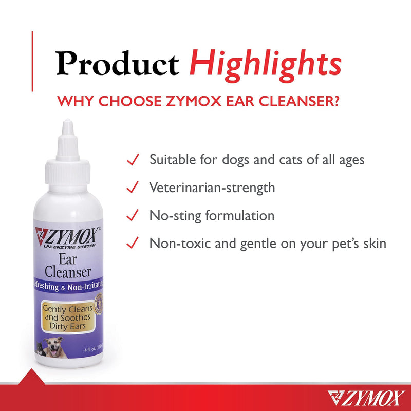 ZYMOX Ear Cleanser - 4 oz. Bottle - PawsPlanet Australia