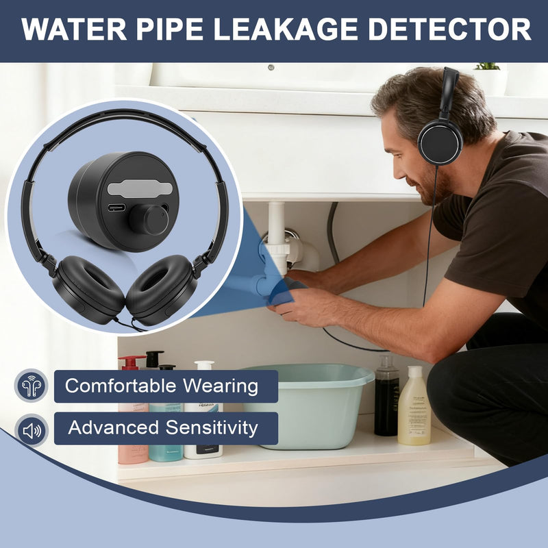 Water Leak Detector, Underground High Sensitivity Water Leak Detector with Headset, Water Leak Detection Device for Water Leakage Detection Construction Pipelines (with Large Earphone) With Large Earphone