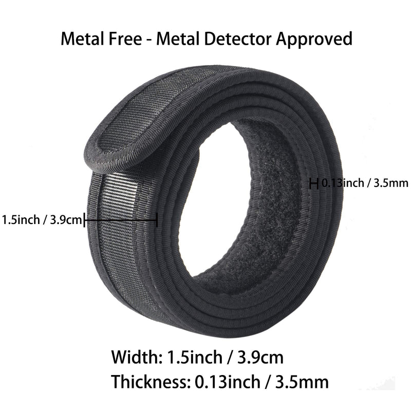 Inner Belt 1.5" Hook Liner Belt Buckleless Under Belt for Duty Belt EDC Work Black M(31"-35")