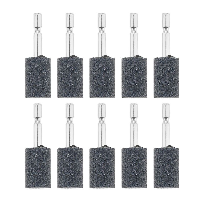 dophee 10Pcs 20mm Cylindrical Shape Aluminum Oxide Mounted Grinding Stones Rotary Grinding Bits with 1/4" Hex Shank for Electric Rotary Tools Drill Grinder