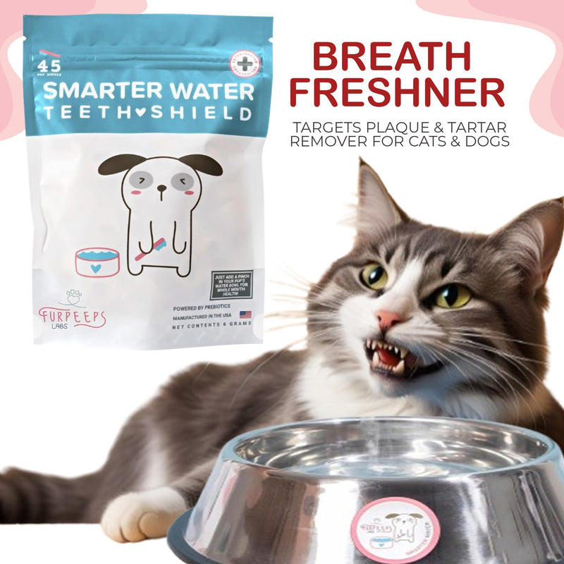 Dogs Breath Freshener, Cat & Dog Dental Powder, Water Additive for Dogs, Plaque & Tartar Remover, Best Way to Eliminate Dogs & Cats Bad Breath, Vet Recommended 45 Servings. - PawsPlanet Australia