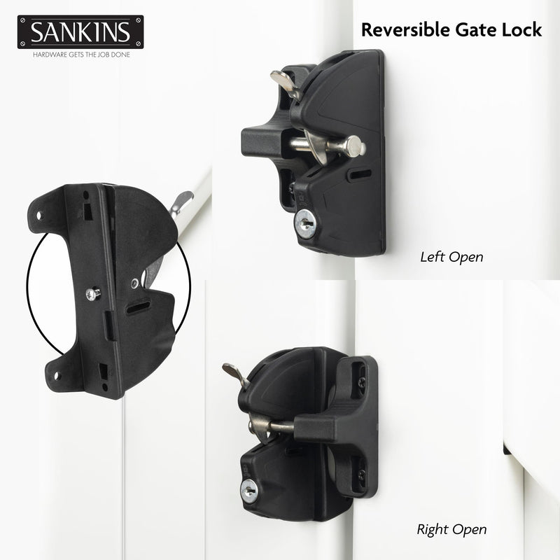 Key Lockable Double Sided Gate Latch, Fence Gate Locks for Outdoor Gates, Self Locking Gate Latch Door Latch, Fence Gate Latch Gate Hardware for Wood, Vinyl, Metal Gates, Black