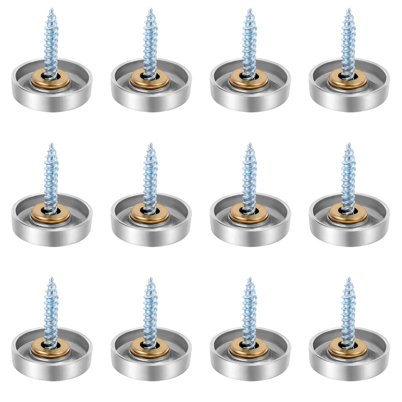 12 Pieces Stainless Steel Screw Cover Cap, 0.63"/16mm Diameter Mirror Decorative Screws with Caps Silver Mirror Screws Fasteners, Sign Advertising Hardware, Nails, Construction,Chrome