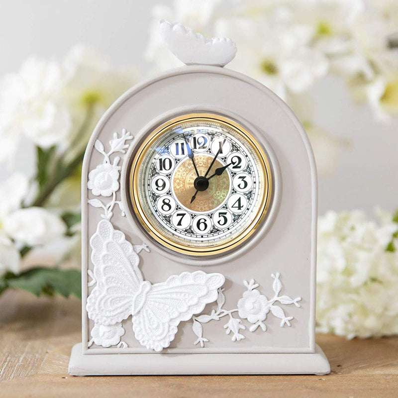 HILLHOME Mini Quartz Clock Insert 2.8 Inch (70 mm) Round Quartz Movement Miniature Clock White Dial Gold Trim Arabic Numerals, Fit 2.4 Inch (61 mm) Diameter Hole 2.8 Inch/70mm