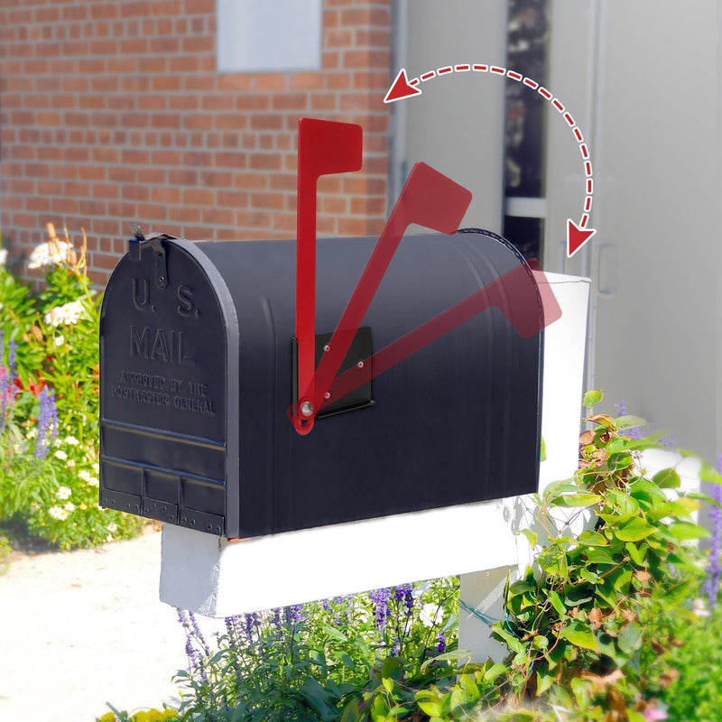Merear Mailbox Flag Replacement Kit, Galvanized Steel Flag for Mailbox, Mailboxes Accessories, Two-Way Installation Methods for Wood, Wall, Metal, Stone, Mailbox Post-mount Flag