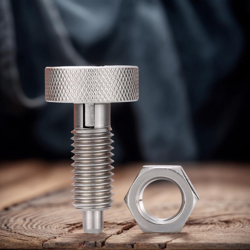 2Pcs M16 Stainless Steel Spring Plungers with Nuts - Hand Retractable, Knurled Handle, Quick Release Locking Pin