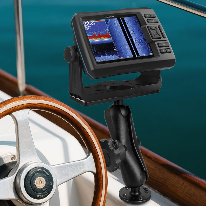 Aluminum Anti-Theft Knob Fish Finder Mount with 1.5" / C Size Ball, 5.9'' Long Arm Marine Electronic Mount,Saltwater Resistant Aluminum Bracket Compatible with Garmin, Lowrance and More Anti-Theft-Medium Sized