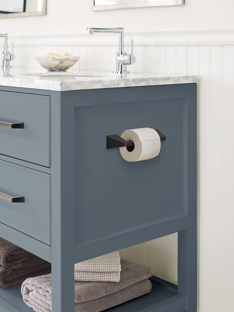 Amerock BH36001ORB | Oil Rubbed Bronze Pivoting Double Post Toilet Paper Holder | 9-5/16 in. (237 mm) Toilet Tissue Holder | Blackrock | Bath Tissue Holder | Bathroom Hardware | Bath Accessories