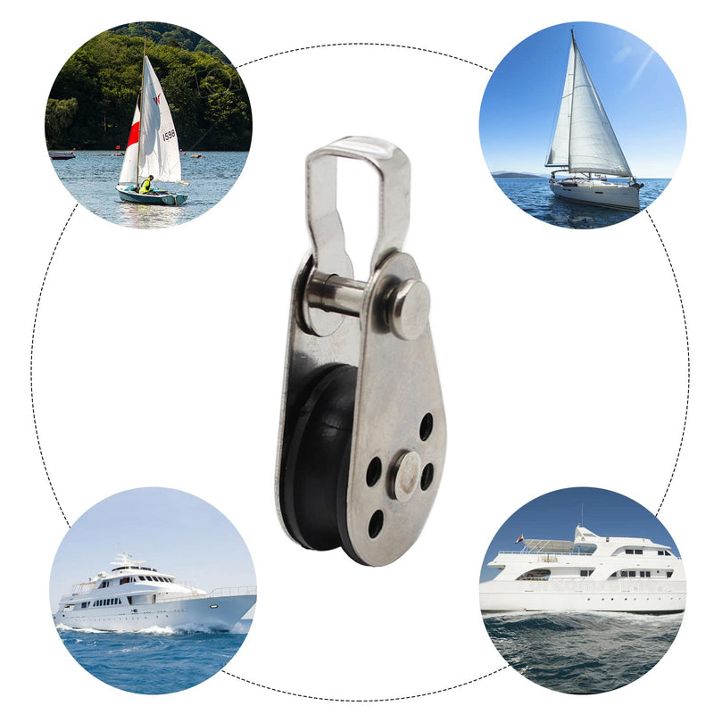 4Pcs Stainless Steel Pulley，Kayak Pulley Nylon Marine Pulley Block Rope Runner Single Pulley Bearing Block Rope Runner for Most 0.08"/2mm to 0.32"/8mm Diameter Ropes