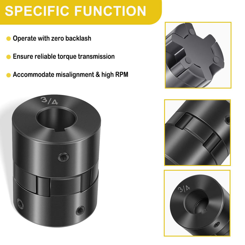 1/2" to 3/4" L075 Flexible 3-Piece L-Jaw Coupling Coupler Set & Buna-N NBR Rubber Spider for Log Splitter Hybrid Equipment