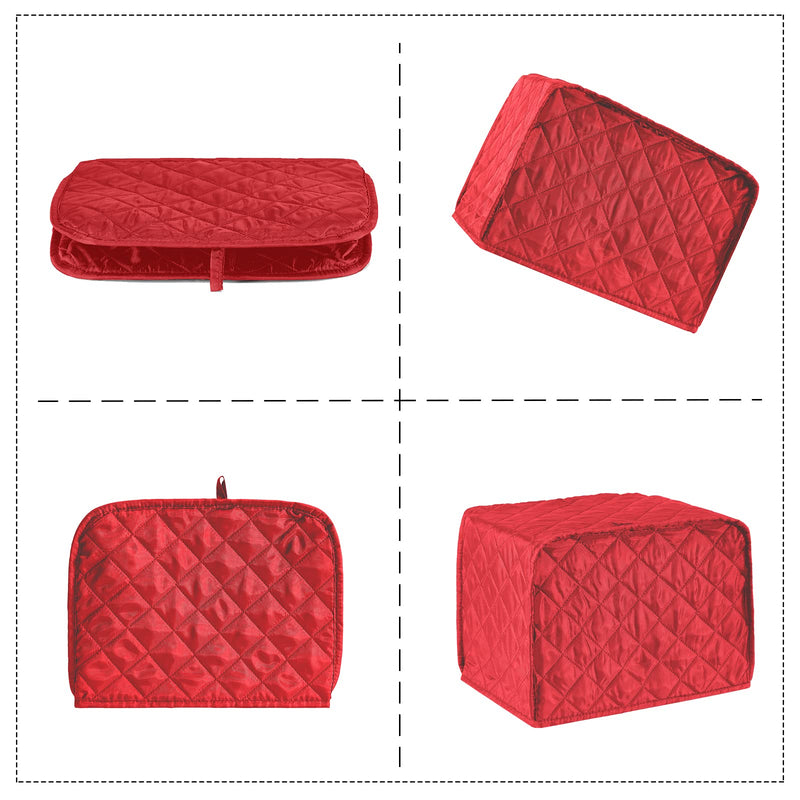 2 Slice Toaster Appliance Cover,Quilted Toaster Cover Bread Maker Cover,Kitchen Small Appliance Covers,Universal Size Microwave Toaster Oven Cover,Dustproof Cover for Most Standard 2 Slice Toasters Red
