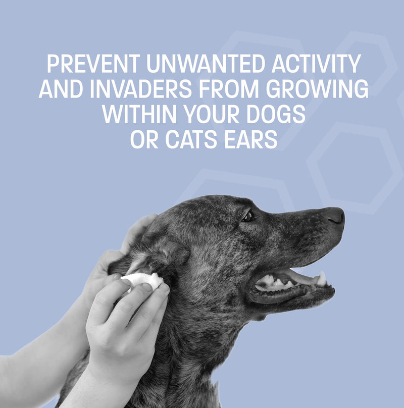 Ear Cleaning Pro+ Wipes - Dog Ear Cleaner Dog Ear Wipes - Advanced Antiseptic Cat Ear Wipes for Dogs - Non-Irritating Cat & Dog Ear Cleaner Wipes - Clean, Dry & Acidify Ear - 100 ct