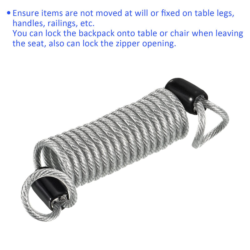 3 Pack Disc Lock Security Steel Cable - Plastic Coated Spring Reminder Wire Anti-Theft Rope, Apply to Outdoors Protection (2.5mmx1m, Transparent) 2.5mmx1m