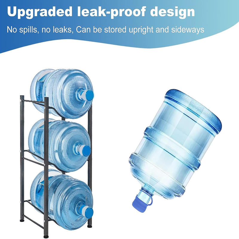 3 & 5 Gallon Water Jug Cap Reusable, Food Grade Silicone Replacement Gallon Caps for 55mm Standard/Screw/Crown Tops Water Bottle and Water Dispensers, Non-Spill Lids for Anti-Splash, Leak Free (3PCS) 3