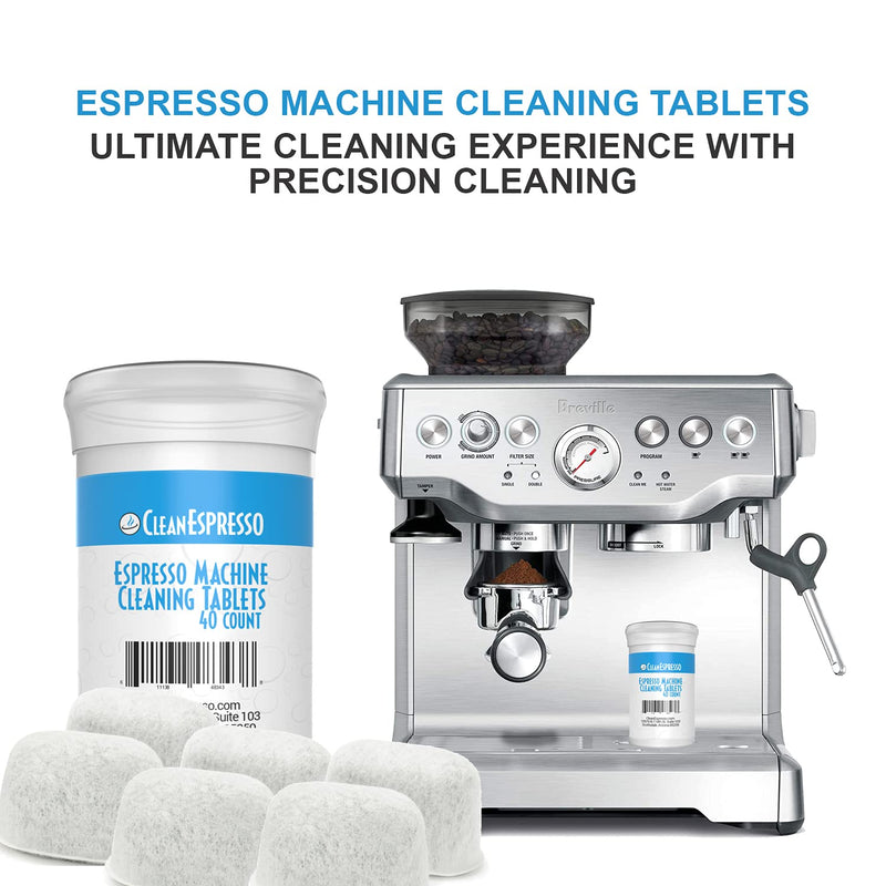 CleanEspresso - Breville Cleaning Kit - 40 Cleaning Tablets and 6 Water Filters for Breville Espresso Machines - 2g Espresso Machine Tablets