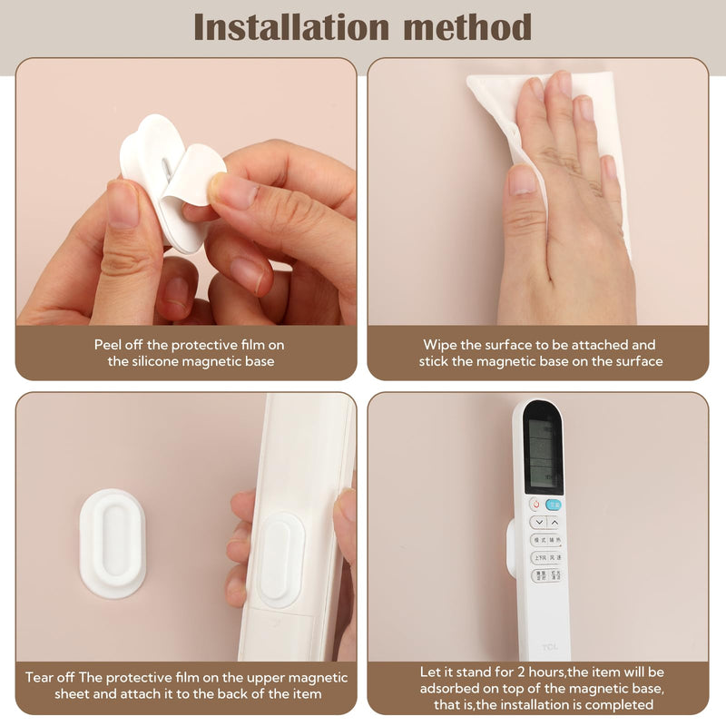 VZZNN 20 Pack Magnetic Remote Control Holder Wall Mount,Silicone,(White) white