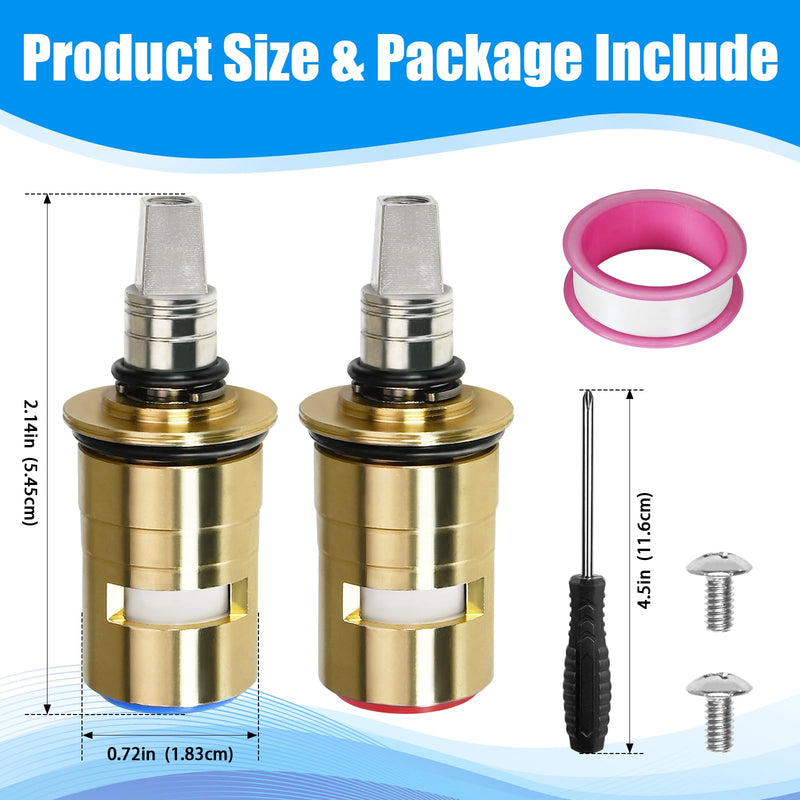 Upgraded 1-099XKJKABNF & 1-100XKJKABNF Ceramic 1/4-Turn Cold & Hot Cartridge Kit, Compatible with Chicago Parts, Short Stem for Exposed-Caps, Easy to Install