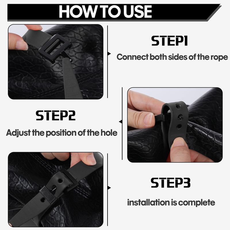 Blulu 8 Pack Reusable Industrial Straps 20" Length Reliable Tension Straps for Securing Bike Motor Gear -70 Lb. Working Load, Elastic Cable Ties for Welders Skis, Garden Hoses (Black) Black 20"