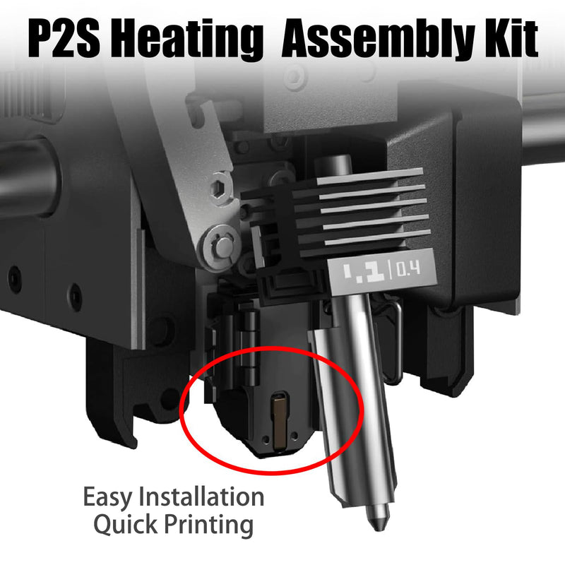 P2S Hotend Heating Assembly Kit for Bambu Lab P2S 3D Printers up to 2200℃ | Hightemperature Undergoing Safety For Over 3000 Hours,Zirconia Insulated Base Clip Quick Replacement