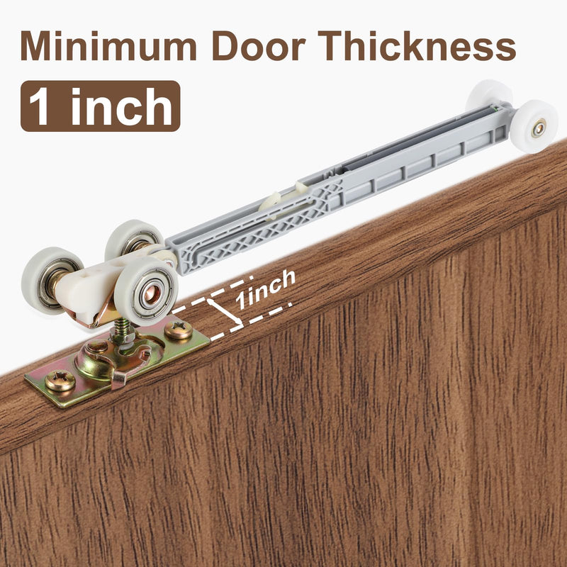 Pocket Door Soft Close Top Hanger Assemblies, Fits Johnson 1060 & 1062, Fits 100, 134F, 138F, 2610F Series Tracks, 2" Nylon Ball Bearing Tri-Wheel, Soft Close and Soft Open