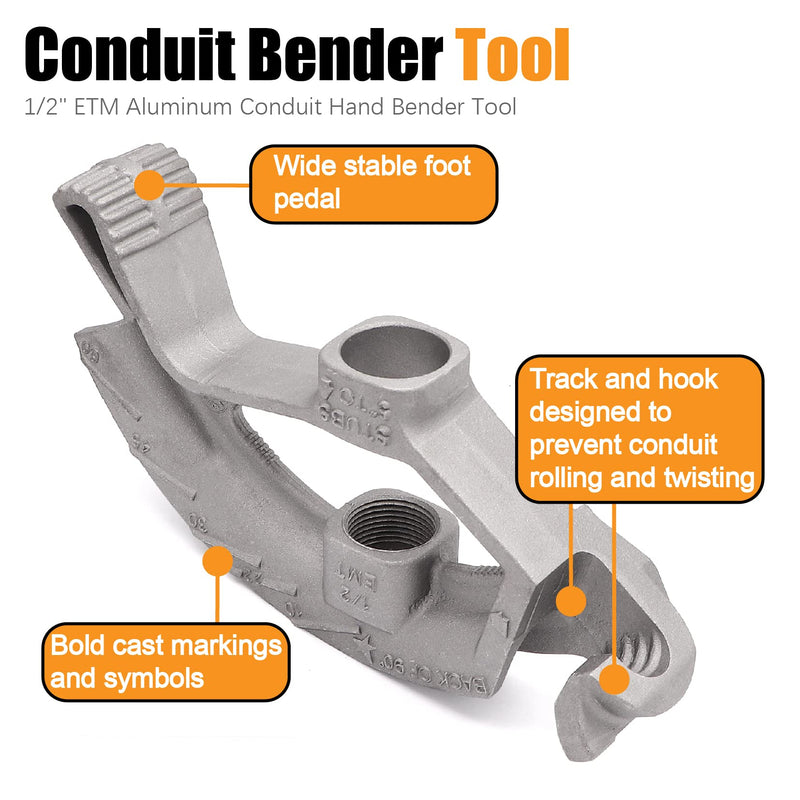 1/2-inch EMT Conduit Pipe,Conduit Hand Bender Tool for 1/2 in. EMT Pipes,Bender Head Aluminum