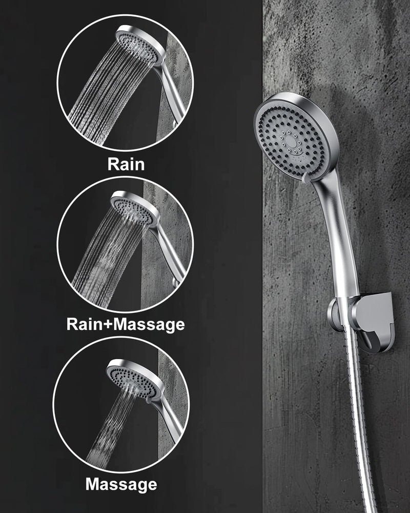RV Shower Faucet with Shower Head and Hose, TONNY Metal Camper Shower Faucet Valve Diverter, 4'' RV Shower Faucets Replacement with Handheld Showerhead for RV Camper Motorhome Trailer, Brushed Nickel