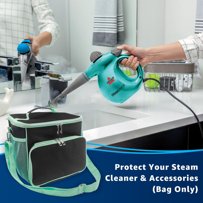 Carry Bag for Bissell SteamShot Steam 39N7V/39N7A Cleaner, Handheld Steam Cleaner attachments, Adjustable Compartments Large Storage Bag for bissell steamshot accessories, Bag Only (Black & Green) Black & Green