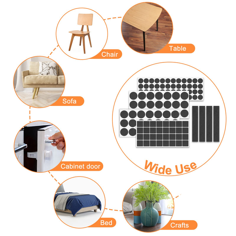 Felt Furniture Pads 300 Pieces, Furniture Pads for Hardwood Floors, Felt Pads for Chair Legs Furniture, Floor Protectors for Furniture Black 300pcs Black New