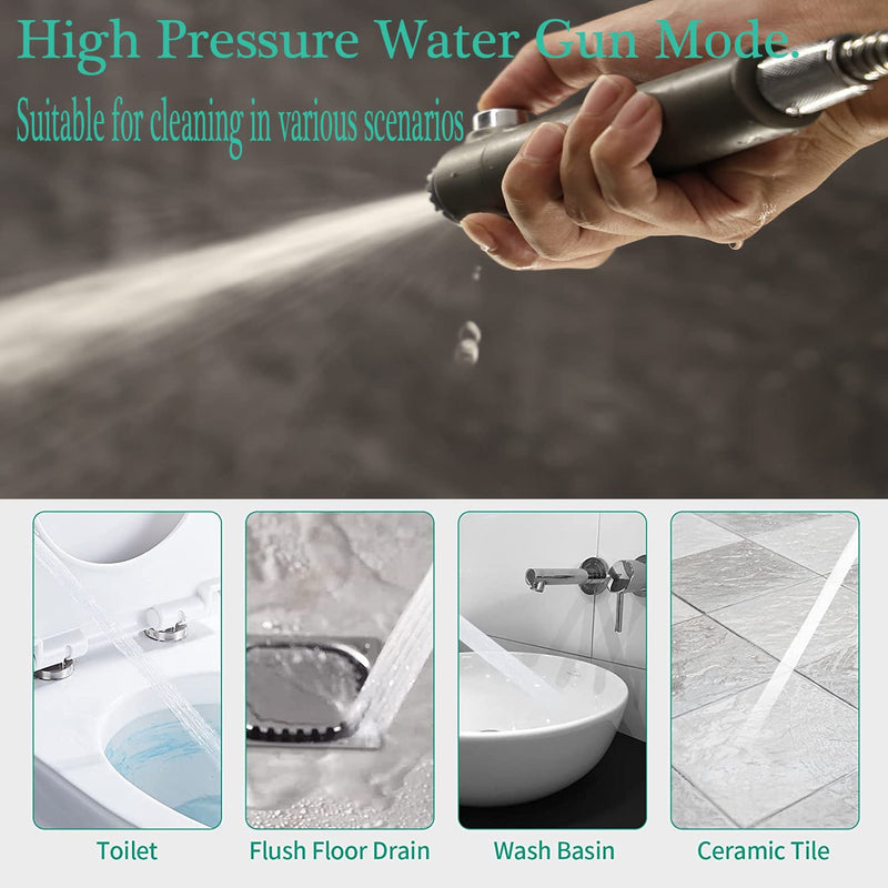 Shower Head with Handheld, Shower Heads High Pressure, High Flow Even with Low Water Pressure-Hand Held Showerhead Set,3 Modes Filtered Showerhead with 59″Replacement Hose/Bracket/Cotton Filters Gray