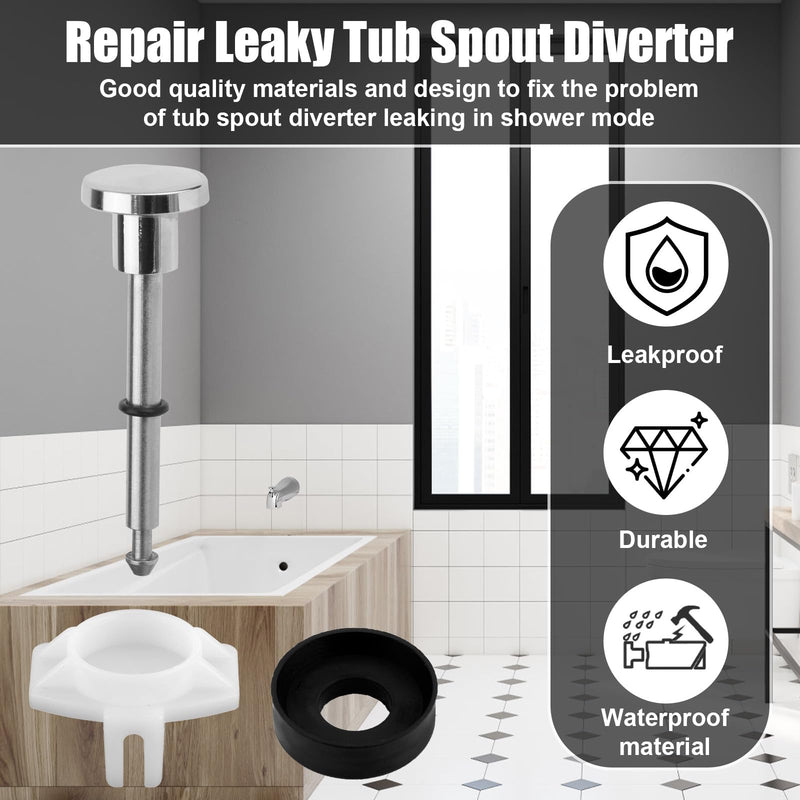 2pcs Tub Spout Diverter Repair Kit, Including 2 Diverter Valve Stems 2 Seals and Diverter Gates Shower Diverter Repair Kit Leaky Bathtub Faucet Repair Kit Bathtub Spout Repair Kit Chrome Silver