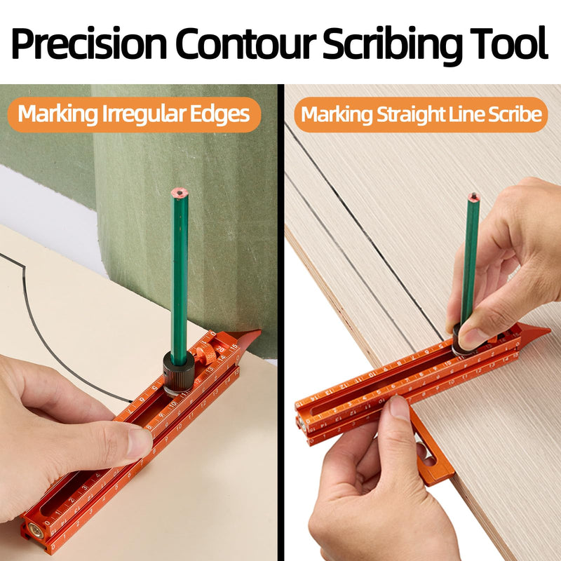 Imbot Magnetic 4-Sided Laser Scale Scribing Tool-Leveling Ruler with Magnetic Base-Multi-Purpose Woodworking Marking Tool for DIY, Woodworking, Carpentry, Furniture Making and Construction