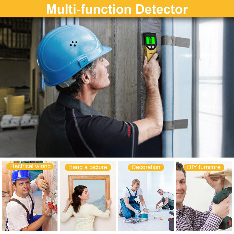 Stud Finder Wall Scanner - 5 in 1 Stud Finder Tool w/Smart Chip and HD LCD Display, Stud Detector Beam Finders for the Center and Edge of Wood AC Wire Metal Studs Joist Pipe (Buttercup) Buttercup