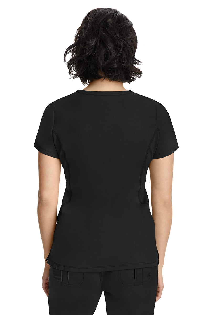 Healing Hands Women's Scrub Top V-Neck with 2 Pockets, 2-Way Stretch, and Yoga Knit Side Panels for Slim Fit 2245 Large Black