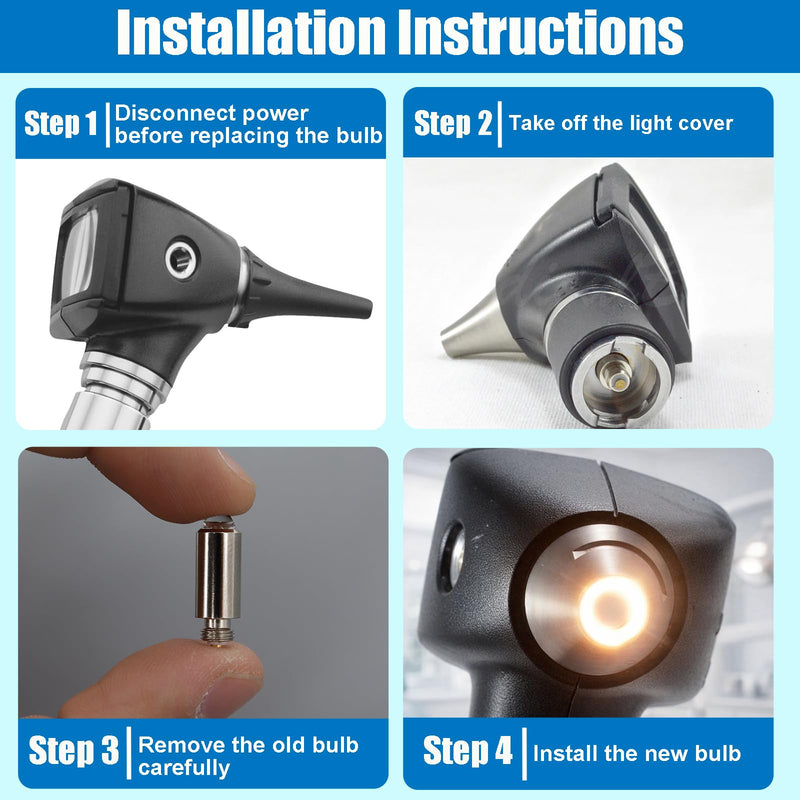 03100-U Halogen Replacement Bulbs Compatible with Welch A-llyn Otoscopes, 3.5 Volt Replacement Bulbs, 4 Pack
