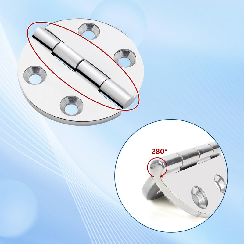 ORLANG 316 Stainless Steel Boat Hatch Hinges,2-1/2 inch (64 mm) Polished Marine Hinge,Marine Boat Hatch Heavy Duty Hinges with Screws,for Boats, Yachts, Doors, Deck,Windows, Cabinets (4 Pack) 4Pack