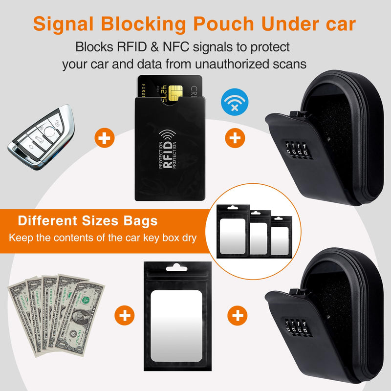 Magnetic Key Box for Under Car with 5 Strong Magnets, Hide a Key Outside with Resettable Combination Lock Box, Waterproof Magnetic Key Holder for Outdoor, Vehicle, Home, or Office Use (1, Black) 1