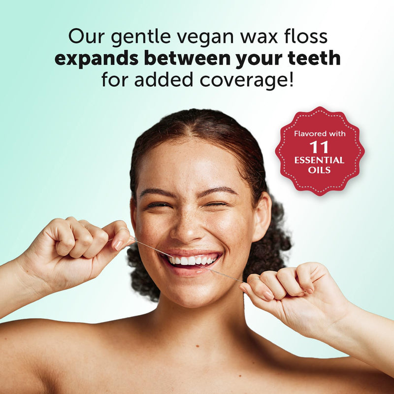 Eco-Dent VeganFloss Dental Floss, Waxed, Cranberry-Aloe - Floss with Vegan Plant-Based Wax, Recyclable Cardboard Packaging, 100 Yds (Pack of 6) 100 Yards (Pack of 6)