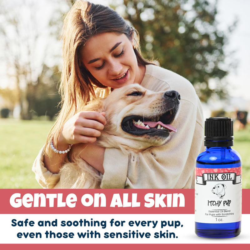 Ink Oil Itchy Pup | Itch Relief Supplement for Dogs | Calms & Soothes Rashes, Dry Skin & Insect Bite | 100% Natural Liquid Drop Pet Health Skin Care | Fast Skin Relief Therapeutic Essential Oil - 1 oz - PawsPlanet Australia