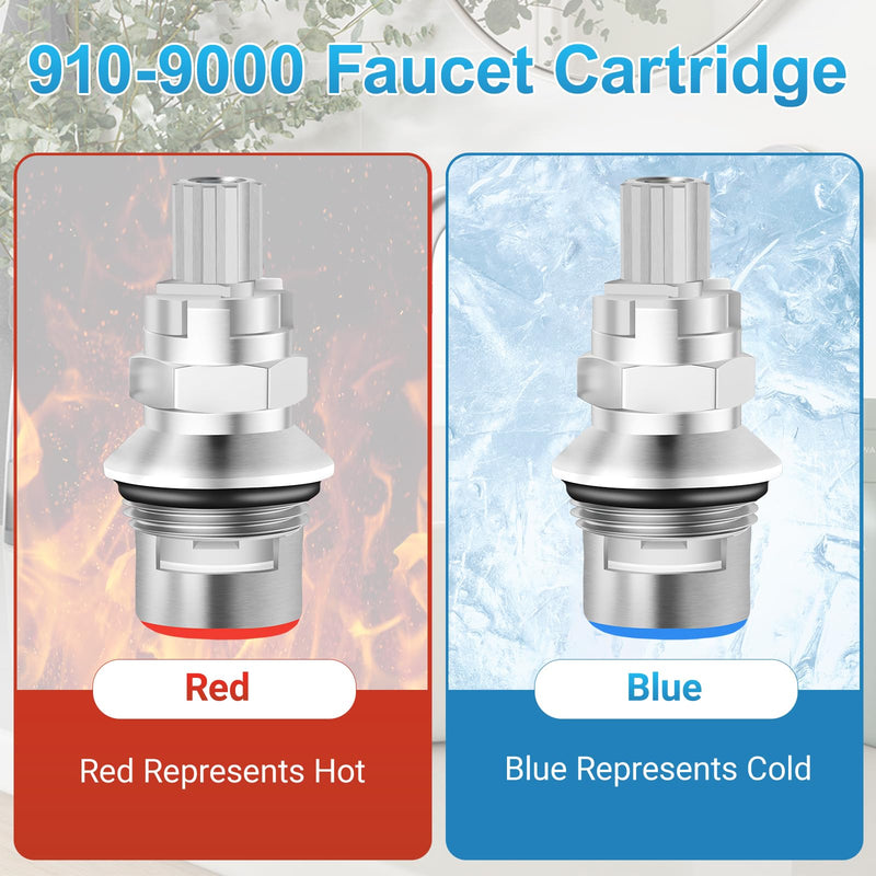 2 Pack 910-9000 Ceramic Disc Cartridge Replacement, Compatible with Price Pfister Hot & Cold Ceramic Valve, Faucet Cartridge, for 2 Handle Lavatory Faucets, 12 Point Broach﻿