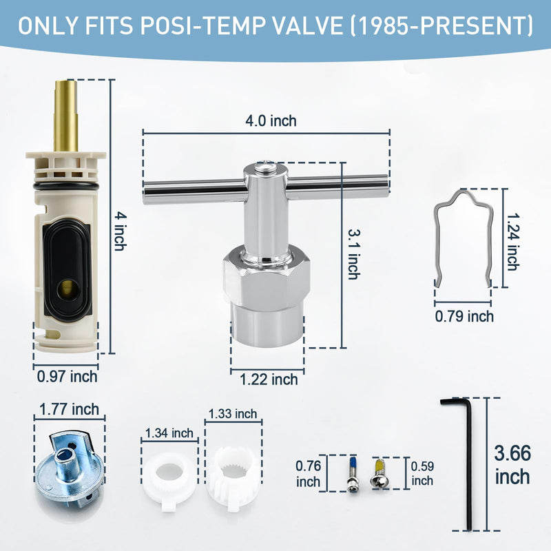 1222 Cartridge Kit Compatible with Moen Posi Temp Valve Tub Shower Faucet Single Handle, Incloud 104421 Cartridge Puller remaoval Tool and Handle Adapter Kit 116653 cartridge+removal tool+adapter