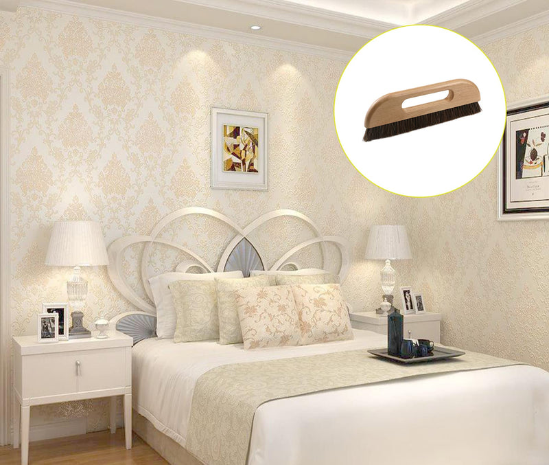 KUMGROT Wallpaper Smoothing Brush Wallpaper Paste Brush Wallpaper Smoothing Tool Horse Hair Wallpaper Brush with Wood Handle 3-row