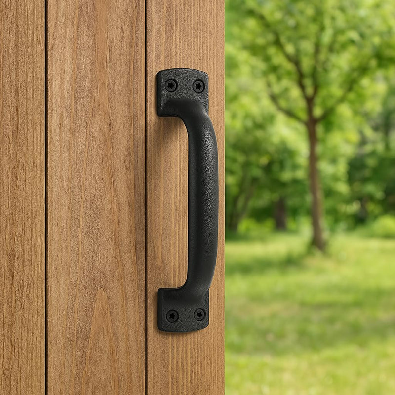 2 Pack Classic Black Handle - Heavy Duty Steel Pull for Gates, Barn Doors, Outdoor Fences, 7 Inch 7" - 2 Pack
