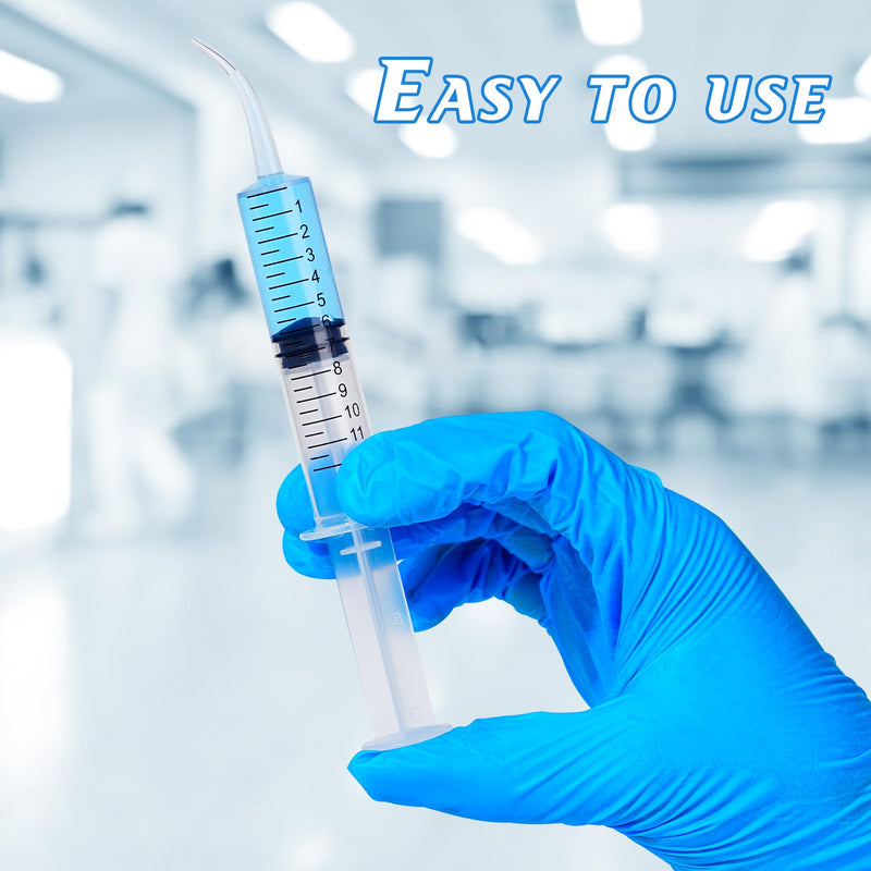 Wisdom Teeth Syringe,12ml Dental Syringe with Curved Tip & Measurement, Sterile Individually Package Dental Irrigation Syringe for Oral Dental Care, Tonsil Stones Removing, Lab, Liquid, Feeding (10 Pack) Curved Tip 10 Pack Plastic