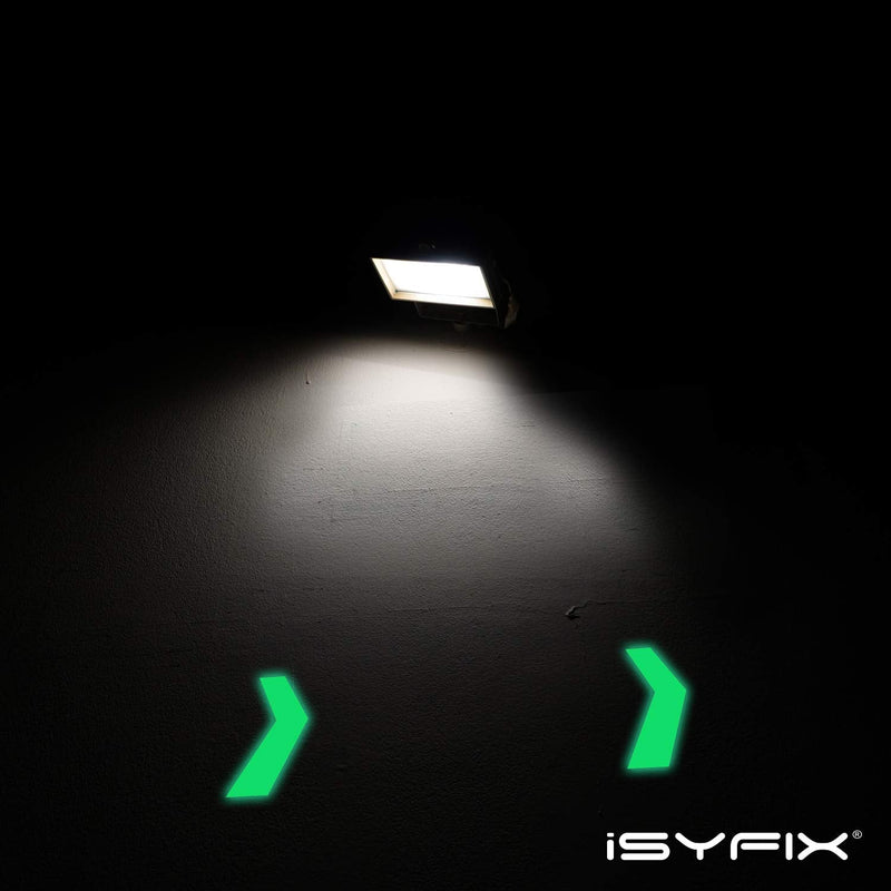 iSYFIX Glow in the Dark Arrow Stickers - 30 Pack, 4x2 Inch - Premium Self-Adhesive Photoluminescent Vinyl, Safety Sticker, Perfect to mark Stairs, Exits, Steps, Garages, Home, Office, Switches & Walls